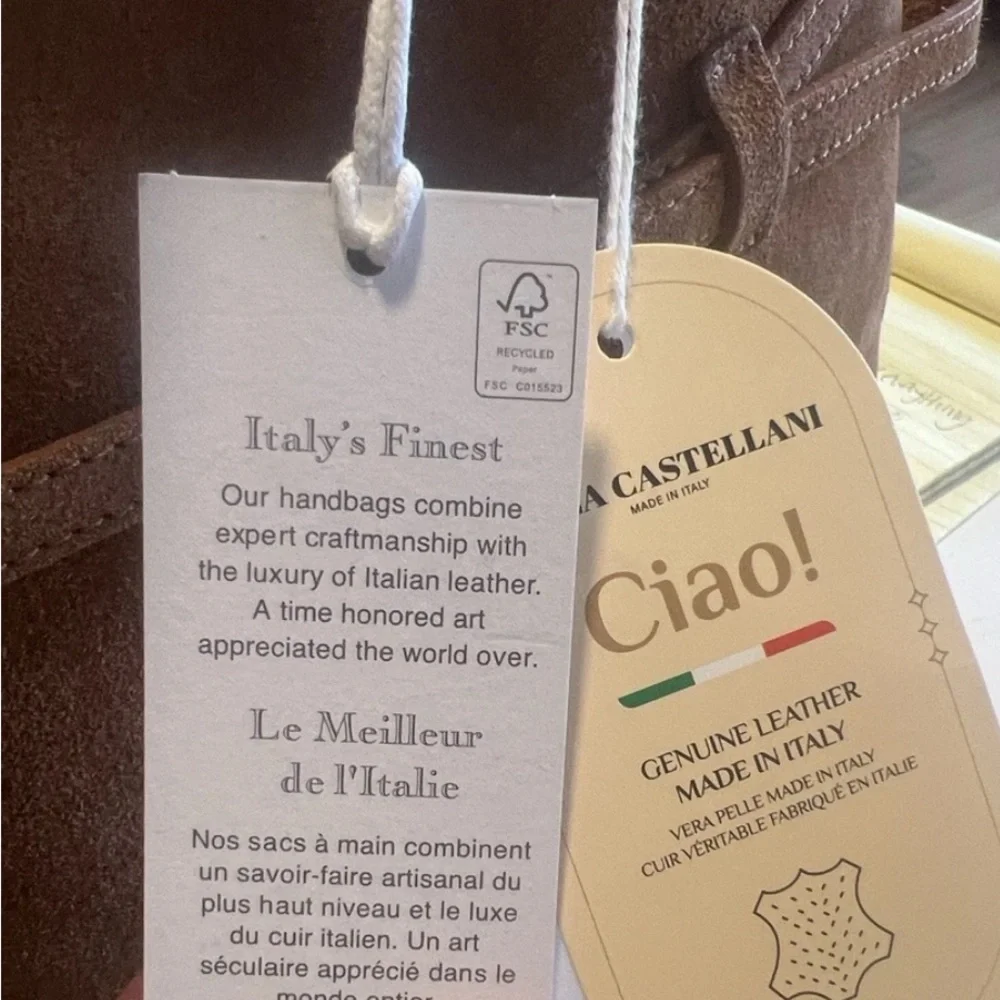Viola Castellani Ciao! Made in Italy- Genuine Leather Brown Suede Satchel